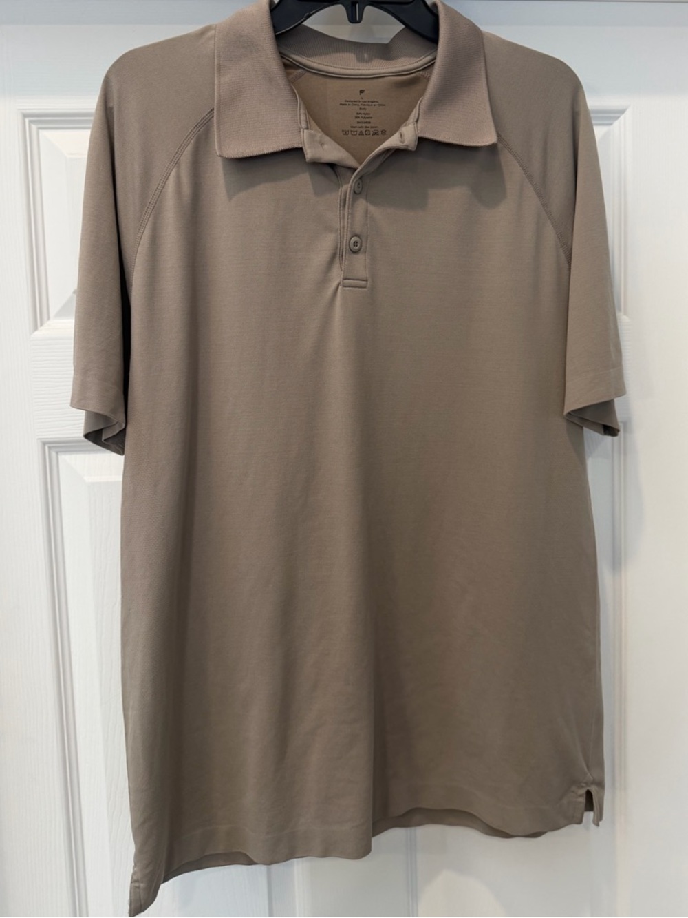 Fabletics Men's Short-Sleeve Polo in Taupe